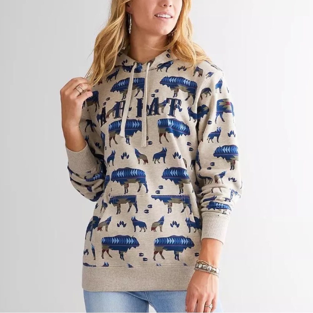 Ariat Blue and Tan Patterned Hoodie